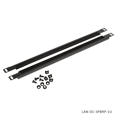 19" разделяемая панель с щеточным вводом, черная